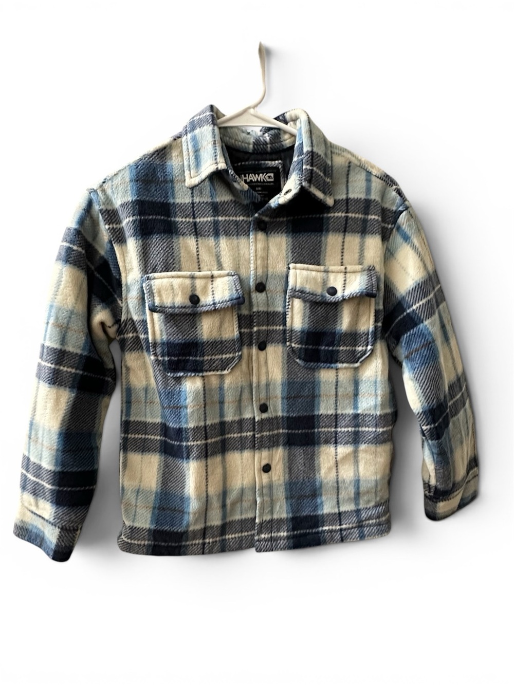 Tony Hawk Kids Blue & Cream Plaid Fleece Jacket